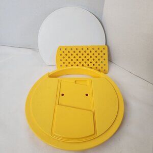Vintage Tupperware Yellow & White Kitchen Work Unit Replacement Lid 1986